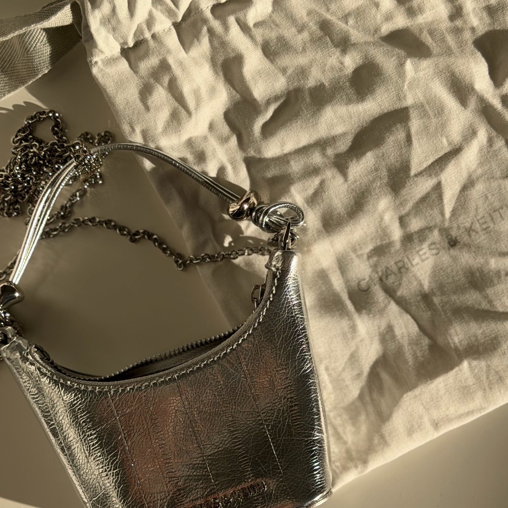 Charles & Keith Silver Mini Hobo Bag - Picture 3 of 8